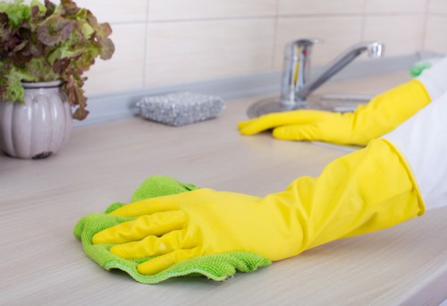 A cleaner preparing supplies for a flexible one-time clean in SE10